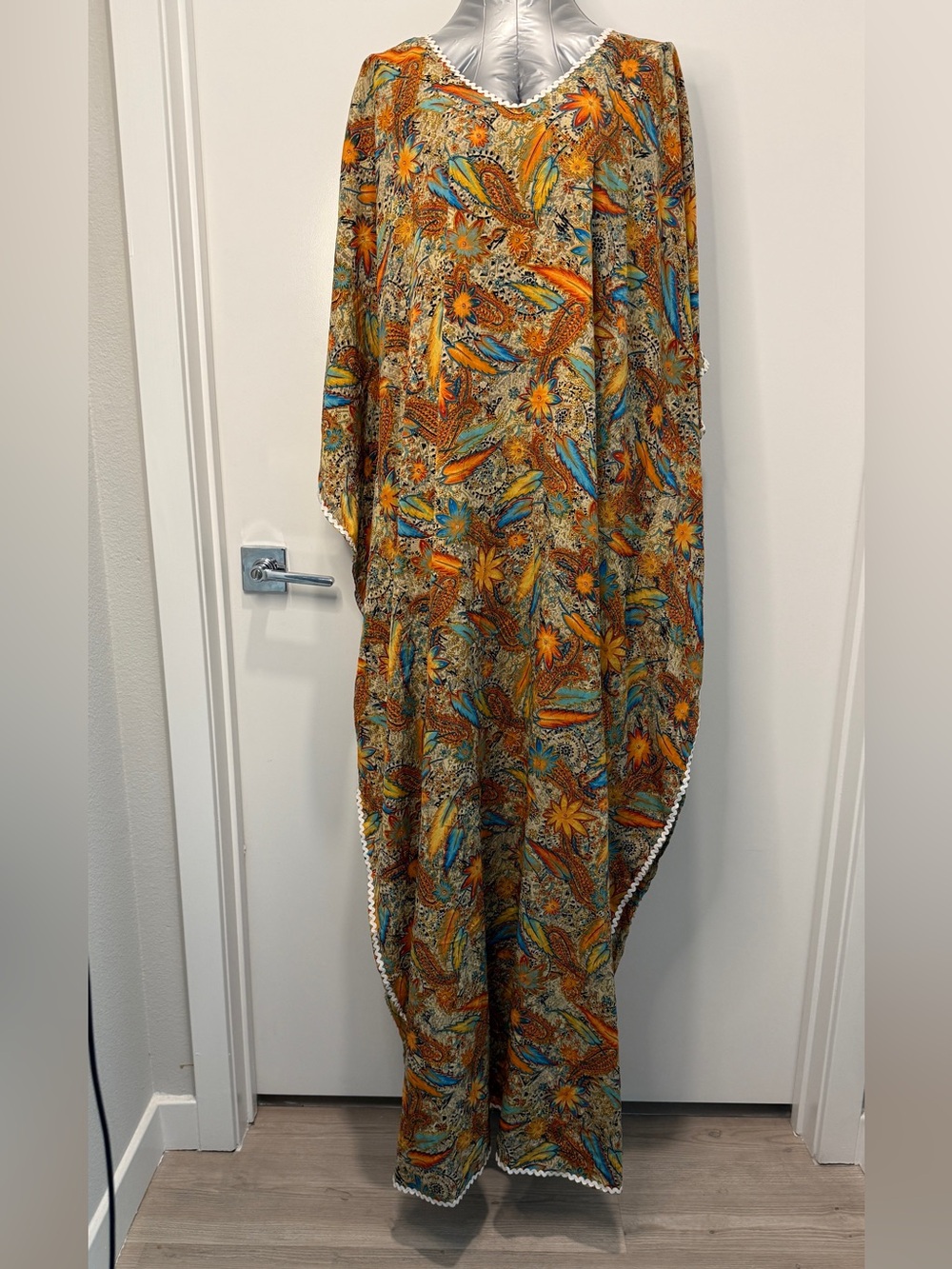 Vintage Sante Classics Paisley Kaftan Dress Boho Festival Resort Muumuu